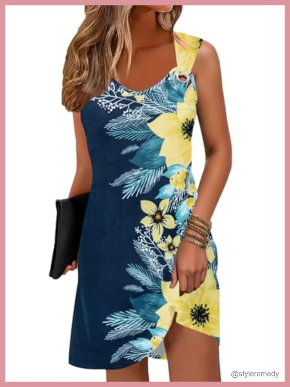 Sleeveless V-Neck Floral Sundress with Pockets – Beach Cover Up